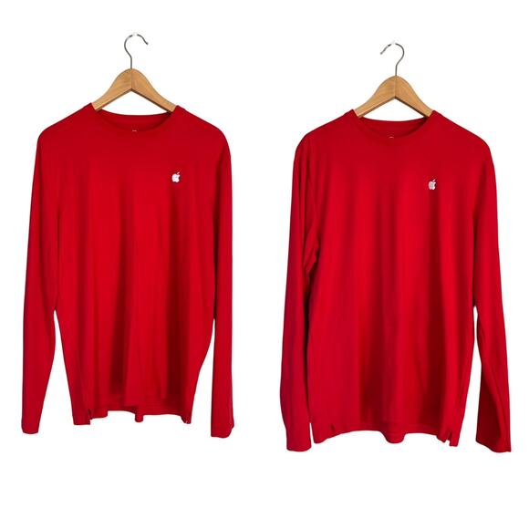 APPLE STORE Shirt Lot of 2 Men's Red Mac Employee Uniform Long Sleeve Tee Size L - Picture 1 of 13